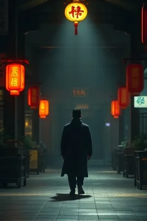 雨夜码头与蓝灰雾气的电影感主视觉，冷光从集装箱缝隙穿过